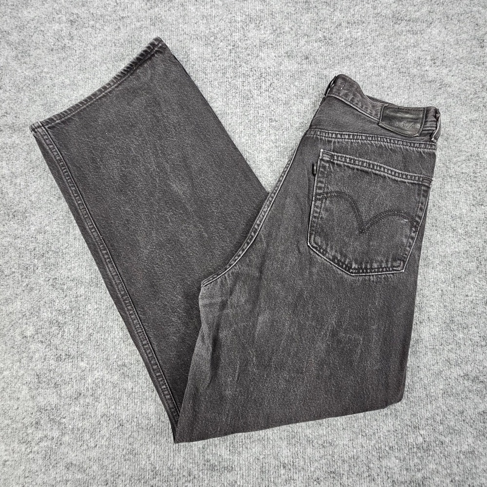 Levi's Premium High Loose Jeans Women's 29 Black Washed Denim Wide‎ Leg Flare